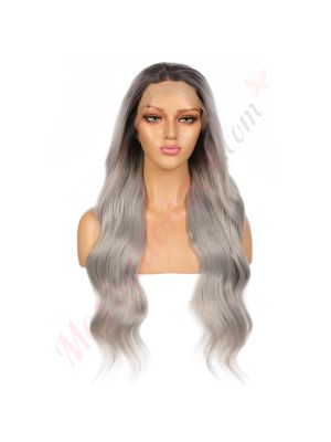 G1901653C-v2 - Perruque Longue Cheveux Synthétique Grise [VENTE FINALE]