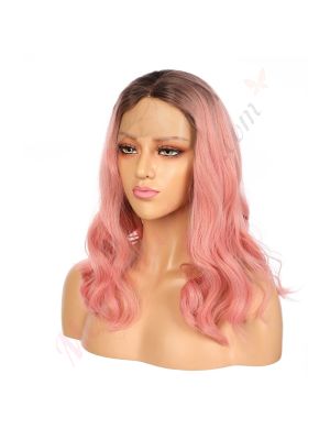 G1904787-v2 - Perruque Courte Cheveux Synthétique Rose  [VENTE FINALE]