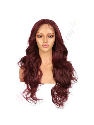 FU1904784-v2 - Perruque Longue Cheveux Synthétique Bourgogne [VENTE FINALE]