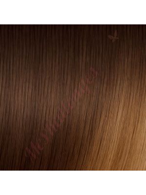 10 pouces Volumateur Avec Toupet Couverture Complète, Cheveux Naturels Remy Châtain Foncé Fondu Caramel Chaud #T3 8 80g