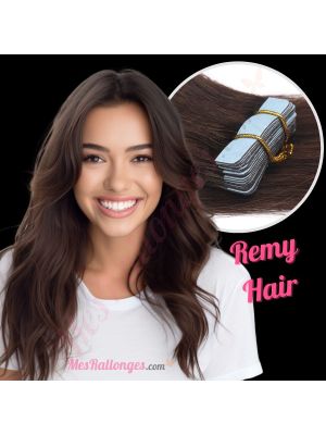 Brun Foncé #2 Bandes Adhésives Cheveux Remy