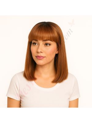 Violet - Perruque Courte 14 Pouces Cheveux Humains Naturels Remy Hair Brunette Avec Toupet