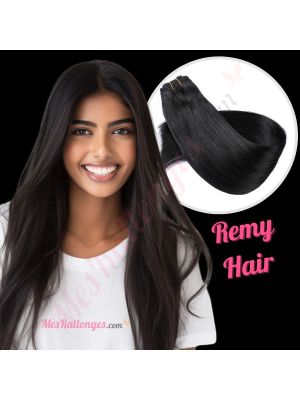 Noir Foncé #1 Cousues Cheveux Remy