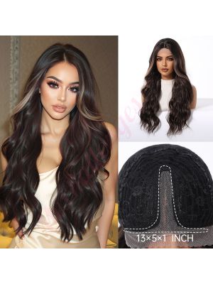 WG1001-5 Brun Fonçé avec des Mèches Blond Cendré Perruque Synthétique Bouclée Styles Tendance [VENTE FINALE]