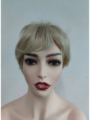 NIKI8H24 #STOP-613 - Perruque Blonde Courte 50% Cheveux Synthétiques & 50% Cheveux Humains Naturels #STOP-613 [Vente Finale]