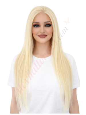 Sloane Blond décoloré Perruques En Cheveux Naturels Remy # 613 (PRÉCOMMANDE, EXPÉDITION EN 4 À 6 SEMAINES)