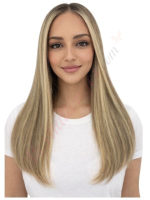 Seraphina Blond beige avec reflets cendrés doux Perruques En Cheveux Naturels Remy # Q8 (PRÉCOMMANDE, EXPÉDITION EN 4 À 6 SEMAINES)