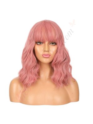 DM1707299-v4 - Perruque Courte Cheveux Synthétique Rose Avec Toupet  [VENTE FINALE]