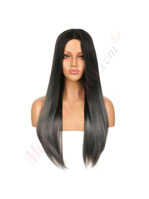 DM1707373-v4 - Perruque Longue Cheveux Synthétique Noire Grise Ombrée  [VENTE FINALE]