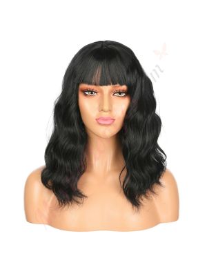DM1707394-v4 - Perruque Longue Cheveux Synthétique Noire Avec Toupet  [VENTE FINALE]