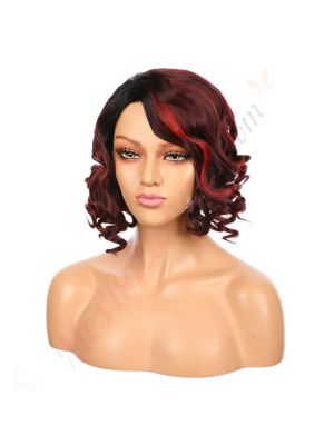 DM1707525-v4 - Perruque Courte Cheveux Synthétique Rouge Foncé [VENTE FINALE]