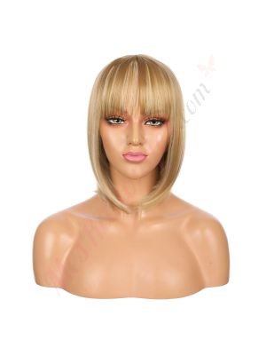 DM1707529-v4 - Perruque Courte Cheveux Synthétique Blonde Méchée Avec Toupet  [VENTE FINALE]