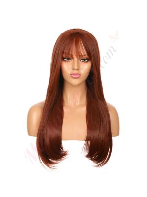 DM1707540-v4 - Perruque Longue Cheveux Synthétique Rouge Pâle Avec Toupet [VENTE FINALE]