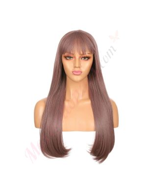 DM1707544-v4 - Perruque Longue Cheveux Synthétique Pastel Mauve Avec Toupet [VENTE FINALE]