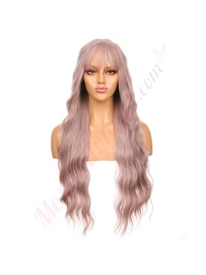 DM1808646-v4 - Perruque Longue Cheveux Synthétique Rose Pastel  Avec Toupet  [VENTE FINALE]