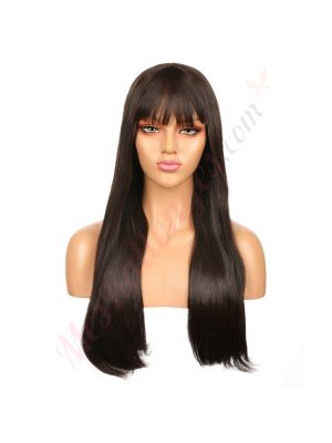 DM1810763-v4 - Perruque Longue Cheveux Synthétique Brunette Foncée Avec Toupet  [VENTE FINALE]