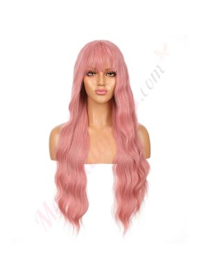 DM1810937-v4 - Perruque Longue Cheveux Synthétique Rose Avec Toupet  [VENTE FINALE]