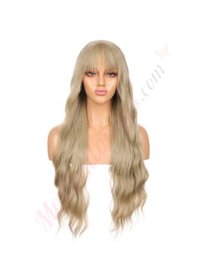 DM1810938-v4 - Perruque Longue Cheveux Synthétique Blonde Foncée Avec Toupet  [VENTE FINALE]