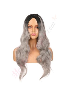 DM2031222-v4 - Perruque Longue Cheveux Synthétique Grise Ombrée  [VENTE FINALE]