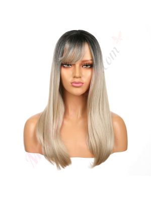 DM2031230-v4 - Perruque Longue Cheveux Synthétique Blonde Ombrée Avec Toupet [VENTE FINALE]