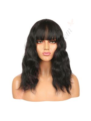 DM2031261-v4 - Perruque Longue Cheveux Synthétique Noire Avec Toupet  [VENTE FINALE]
