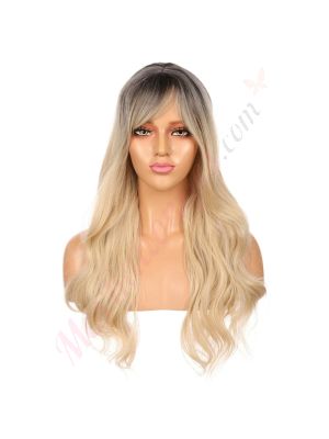 DM2031262-v4 - Perruque Longue Cheveux Synthétique Blonde Ombrée Avec Toupet  [VENTE FINALE]