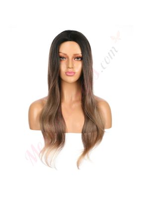 DM2031290-v4 - Perruque Longue Cheveux Synthétique Brunette Pâle Méchée  [VENTE FINALE]