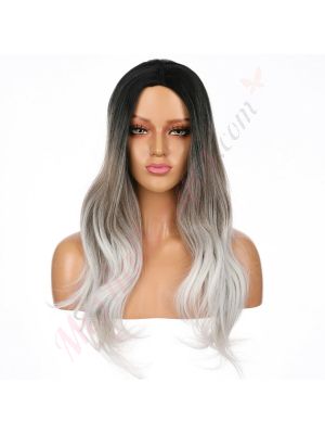 DM2031291-v4 - Perruque Longue Cheveux Synthétique Blond Blanc Ombré  [VENTE FINALE]