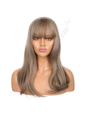 DM2031294-v4 - Perruque Longue Cheveux Synthétique Blond Cendré Avec Toupet  [VENTE FINALE]