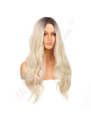 DM2031296-v4 - Perruque Longue Cheveux Synthétique Blonde Ombrée [VENTE FINALE]