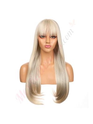 DM2031298-v4 - Perruque Longue Cheveux Synthétique Blonde Méchée Avec Toupet  [VENTE FINALE]