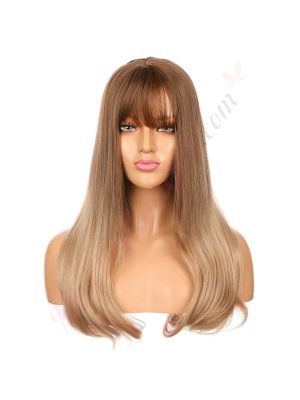 DM2031309-v4 - Perruque Longue Cheveux Synthétique Brunette Blonde Ombrée Avec Toupet  [VENTE FINALE]