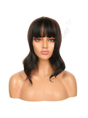 DM2031314-v4 - Perruque Courte Cheveux Synthétique Noire Méchée Avec Toupet  [VENTE FINALE]