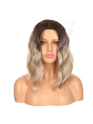 DM2031321-v4 - Perruque Courte Cheveux Synthétique Blonde Ombrée [VENTE FINALE]