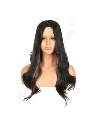 DM2031325-v4 - Perruque Longue Cheveux Synthétique Noire Méchée  [VENTE FINALE]