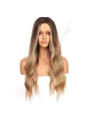 DM2031329-v4 - Perruque Longue Cheveux Synthétique Brunette Blonde Ombrée [VENTE FINALE]