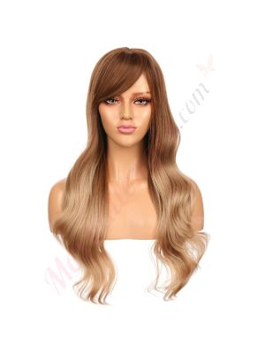 DM2031335-v4 - Perruque Longue Cheveux Synthétique Brunette Blonde Ombrée Avec Toupet  [VENTE FINALE]