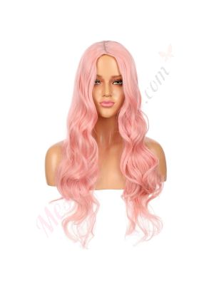 DM2031370-v4 - Perruque Longue Cheveux Synthétique Rose [VENTE FINALE]