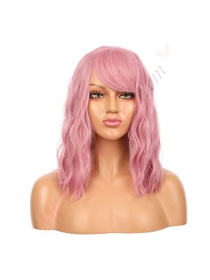 DM2031436-v4 - Perruque Courte Cheveux Synthétique Rose Avec Toupet  [VENTE FINALE]