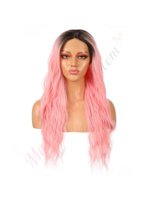 FU190322677-v3 - Perruque Longue Cheveux Synthétique Rose [VENTE FINALE]