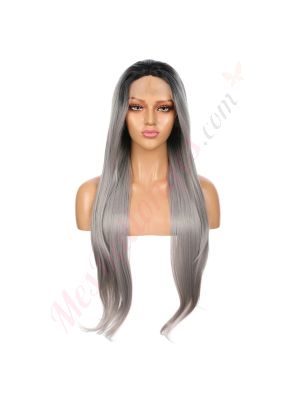 G1611001C-v4 - Perruque Longue Cheveux Synthétique Grise  [VENTE FINALE]