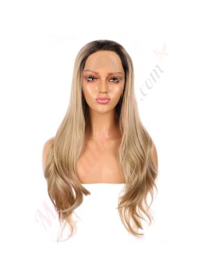 G161117926-v4 - Perruque Longue Cheveux Synthétique Blonde Dorée [VENTE FINALE]