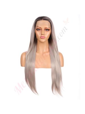 G1901636C-v3 - Perruque Longue Cheveux Synthétique Grise [VENTE FINALE]