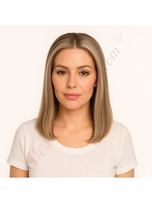 Zoey - Perruque Courte 14 Pouces Cheveux Humains Naturels Remy Hair Blonde Méchée