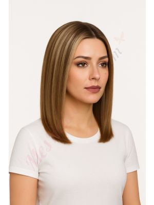 Zoey #2 - Perruque Courte 14 Pouces Cheveux Humains Naturels Remy Hair Blonde Méchée 