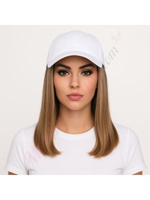 10 pouces Rallonges Cheveux Naturels Remy Blond Miel Balayage #6T6/18 Perruque, Casquette Blanche [VENTE FINALE]
