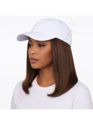 10 pouces Rallonges Cheveux Naturels Remy Brun Foncé #2 Perruque, Casquette Blanche [VENTE FINALE]