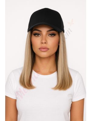 10 pouces Cheveux Naturels Remy Blond Foncé Balayage Perruque, Casquette Noire [VENTE FINALE]