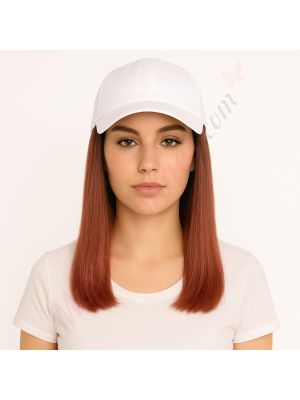 10 pouces Rallonges Cheveux Naturels Remy Auburn Foncé #33 Perruque, Casquette Blanche [VENTE FINALE]