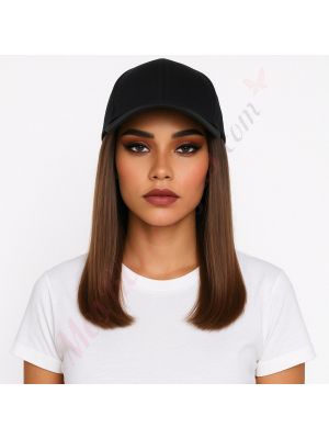 10 pouces Cheveux Naturels Remy Brun Noisette #6 Perruque, Casquette Noire [VENTE FINALE]